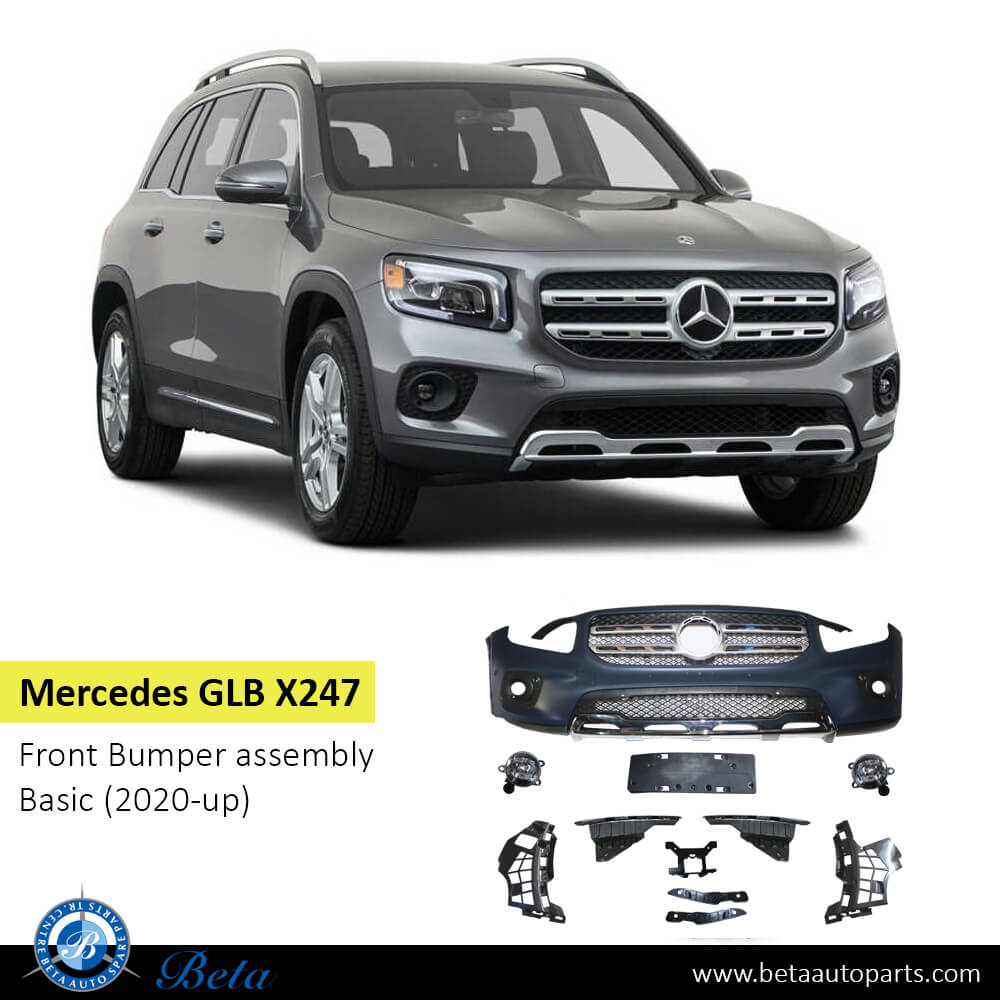 Mercedes GLB-Class X247 (2020-Up), Front Bumper Basic with Park Assist and Fog Lamp, China, 2478806506 Mercedes GLB-Class X247 (2020-Up), Front Bumper Basic with Park Assist and Fog Lamp, China, 2478806506